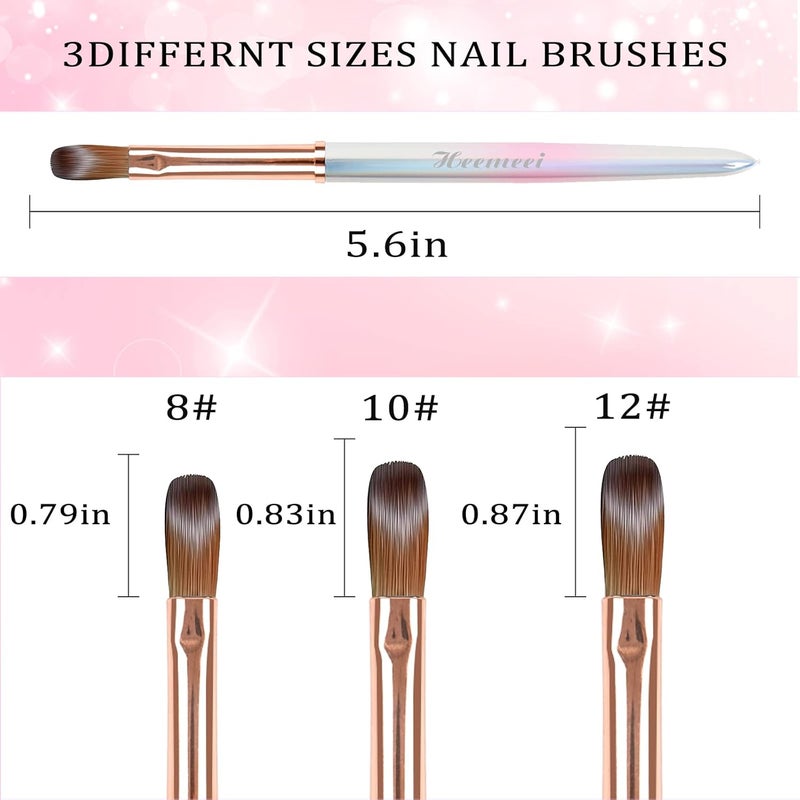 heemeei Acrylic Nail Brush Size 10, 100% Pure Kolinsky Nail Art Brush, Sturdy Handle Acrylic Powder Design Tools for Professional Manicure DIY Home Salon (10#) - Image 2
